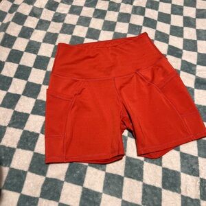 Orange High-Waisted Athletic Shorts